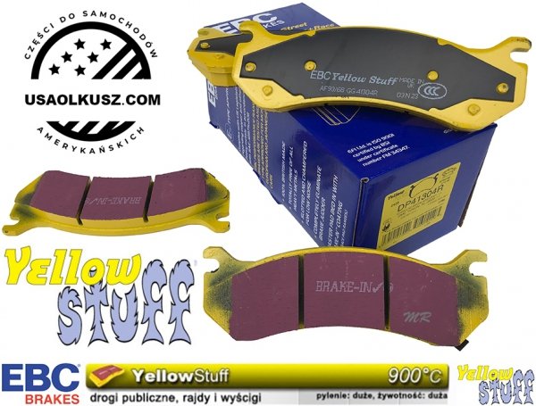 Tylne klocki YellowStuff + NACINANE tarcze hamulcowe EBC seria USR GMC Yukon XL 2500 2000-2007