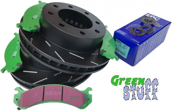 Przednie klocki GreenStuff + NACINANE tarcze hamulcowe EBC seria USR GMC Yukon XL 2500 2000-2013