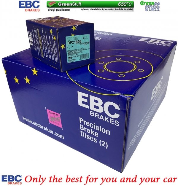 Tylne klocki GreenStuff + NAWIERCANE NACINANE tarcze hamulcowe 330mm EBC seria GD Ford Edge 2011-2014