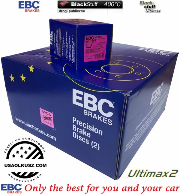 Tylne klocki Ultimax2 + WIERCONE NACINANE tarcze hamulcowe EBC seria GD Chrysler 300C RWD V6