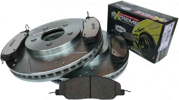 Przednie klocki Z26 + WIERCONE tarcze hamulcowe 293mm POWERSTOP Ford Mustang 2005-2010