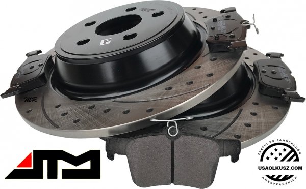Tylne klocki + WIERCONE NACINANE tarcze hamulcowe ATM 316mm BLACK Ford Fusion Sport 2,7 V6 2017-2019