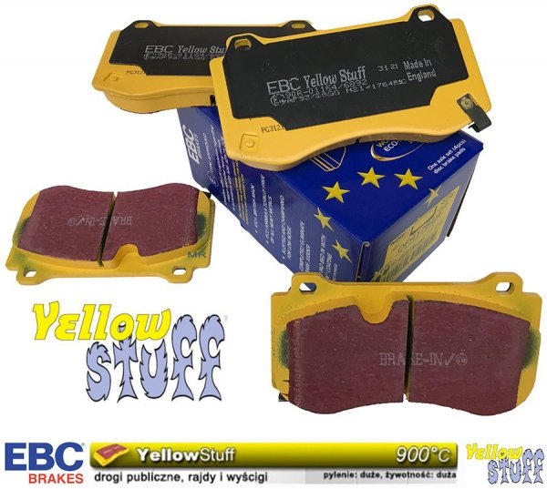 Przednie klocki YellowStuff + NACINANE tarcze hamulcowe 360mm EBC seria USR Chrysler 300C SRT