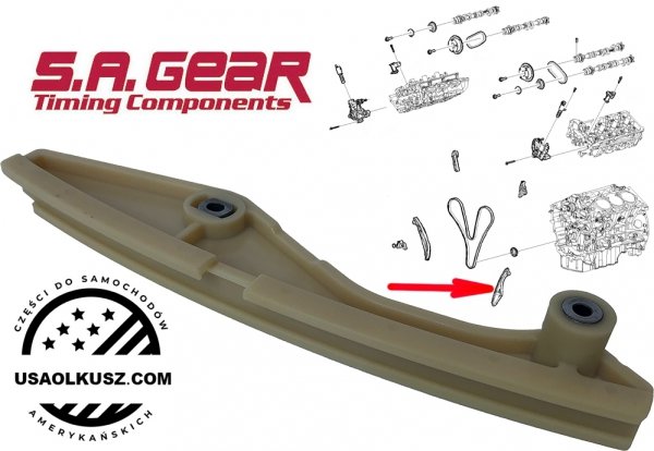 Prowadnica lewa dolna głównego  łańcucha rozrządu silnika Ford Explorer V6 Ti-VCT Naturally Aspirated 2011-