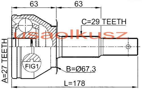 Zewnętrzny przedni przegub napędowy 27z Nissan Frontier 2005- 39211-EB30A