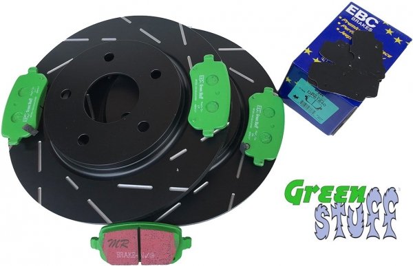 Tylne klocki GreenStuff + NACINANE tarcze hamulcowe 305mm EBC seria USR Dodge Caravan 2008-