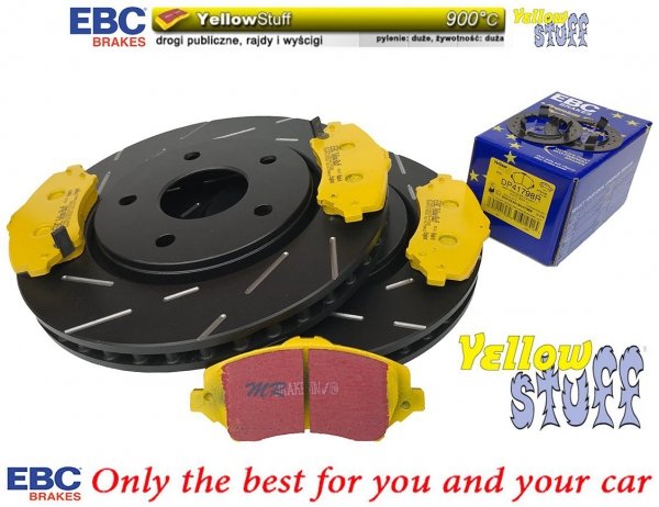Przednie klocki YellowStuff + NACINANE tarcze hamulcowe 302mm EBC seria USR Dodge Journey -2012
