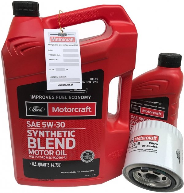 Filtr + olej Motorcraft 5W30 SYNTHETIC BLEND Mercury Milan 3,0 V8 -2008