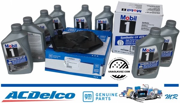 Oryginalny filtr GM + olej Mobil1 Synthetic LV ATF HP DEXTRON skrzyni biegów 8L90 Cadillac Escalade 2015-2017