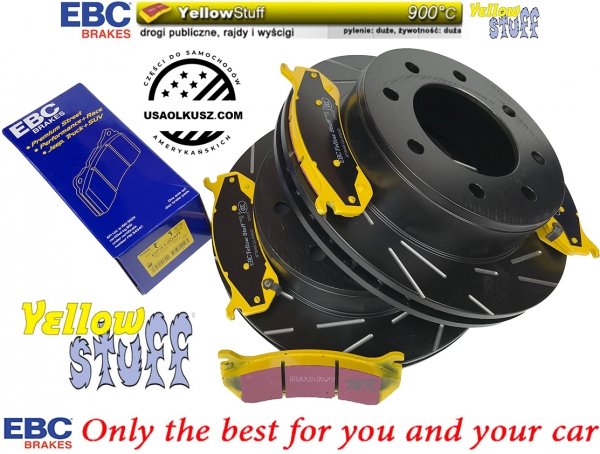 Tylne klocki YellowStuff + NACINANE tarcze hamulcowe EBC seria USR GMC Yukon XL 2500 2000-2007