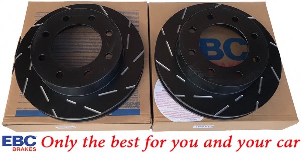 Przednie klocki Ultimax2 + NACINANE tarcze hamulcowe EBC seria USR GMC Yukon XL 2500 2000-2013