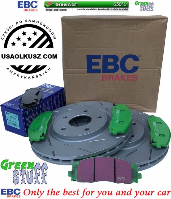 Przednie klocki GreenStuff + NACINANE tarcze hamulcowe 330mm EBC seria USR Chrysler Pacifica 2017-