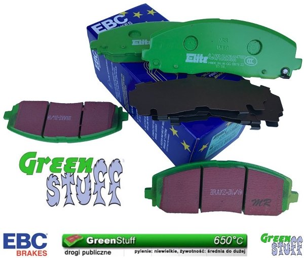 Przednie klocki GreenStuff + NAWIERCANE NACINANE tarcze hamulcowe 330mm EBC seria GD Chrysler Voyager Town Country 2012-2016