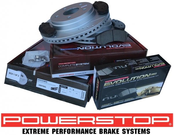 Przednie klocki Z17 + wiercone nacinane tarcze hamulcowe POWERSTOP EVOLUTION 336mm / 5 szpilek Dodge RAM 1500 2006-