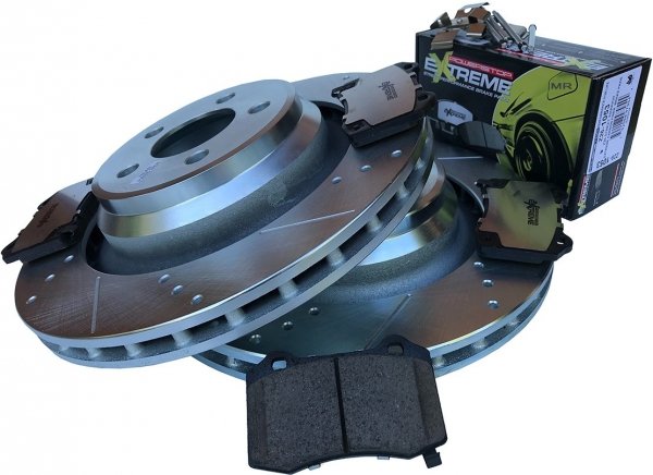 Tylne klocki Z26 + WIERCONE tarcze hamulcowe 350mm POWERSTOP Dodge Challenger SRT Hellcat Scat Pack