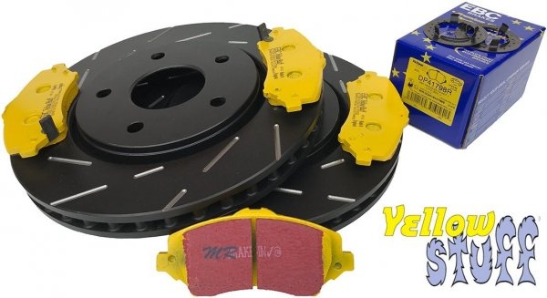 Przednie klocki YellowStuff + NACINANE tarcze hamulcowe 302mm EBC seria USR Volkswagen Routan -2012
