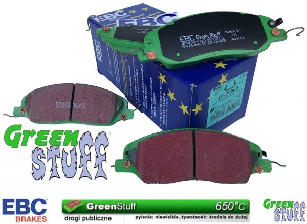 Przednie klocki GreenStuff + NACINANE tarcze hamulcowe EBC seria USR 316mm Ford Mustang 2005-2014