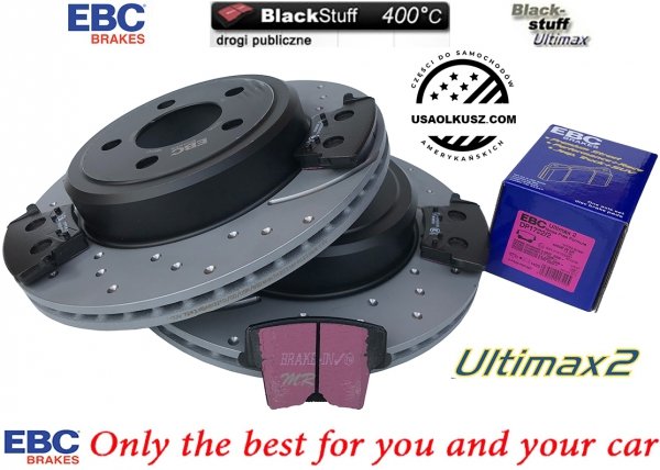Tylne klocki Ultimax2 + WIERCONE NACINANE WENTYLOWANE tarcze hamulcowe EBC seria GD Chrysler 300C