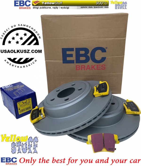 Tylne klocki YellowStuff + WENTYLOWANE tarcze hamulcowe EBC seria PREMIUM Lancia Thema