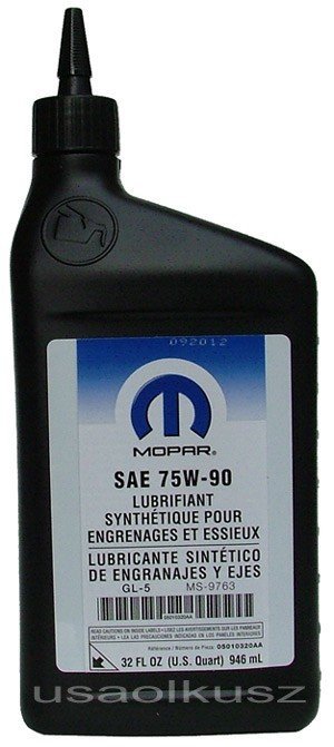 Oryginalny olej tylnego mostu 75W90 GL-5 MOPAR MS-9763 Jeep Cherokee 2003-2007