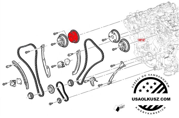 Koło zębate VVT prawego wałka zaworów ssących Cadillac CT6
