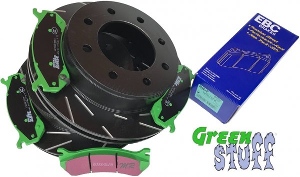 Tylne klocki GreenStuff + NACINANE tarcze hamulcowe EBC seria USR Chevrolet Avalanche 2500 2002-2003