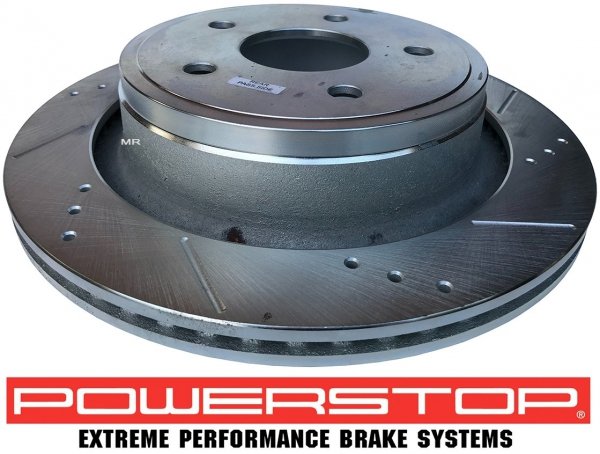 Tylna WIERCONA nacinana tarcza hamulcowa POWERSTOP 5 szpilek RAM 1500 2003-