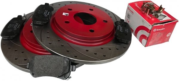 Tylne klocki BREMBO + WIERCONE tarcze hamulcowe 305mm RED Fiat Freemont -2013