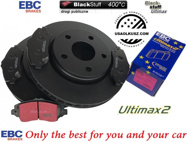 Przednie klocki Ultimax2 + tarcze hamulcowe EBC seria PREMIUM Jeep Wrangler JK 2007-2018