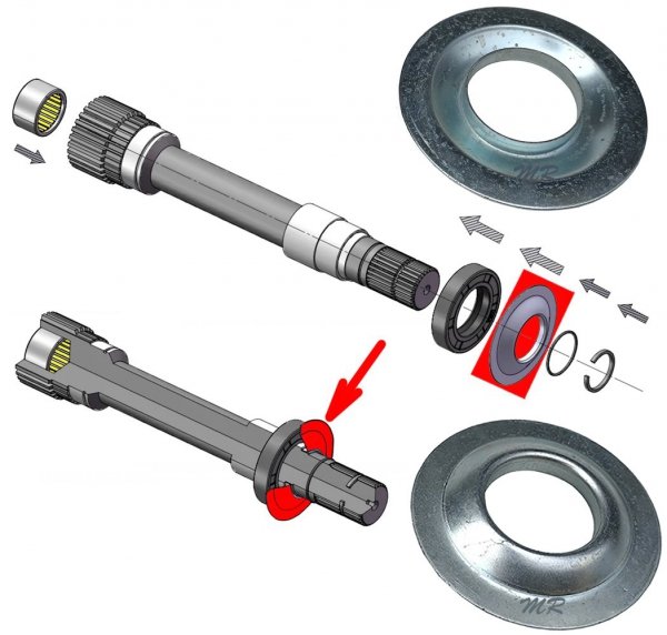  Osłona uszczelniacza półosi przedniego mostu 215MM RAM 1500 2012-