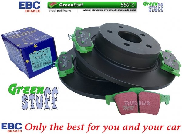 Tylne klocki GreenStuff + tarcze hamulcowe 280mm EBC seria Premium Ford Kuga 2013-2016