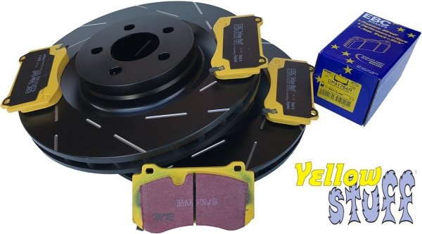 Przednie klocki YellowStuff + NACINANE tarcze hamulcowe 360mm EBC seria USR Chrysler 300C SRT