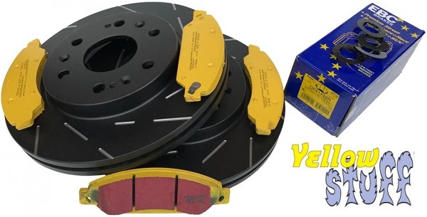 Przednie klocki YellowStuff + NACINANE tarcze hamulcowe 330mm EBC seria USR GMC Yukon 2007-2008