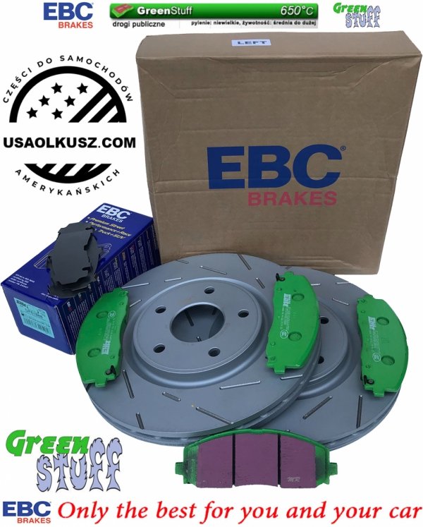 Przednie klocki GreenStuff + NACINANE tarcze hamulcowe 330mm EBC seria USR Dodge Caravan 2012-
