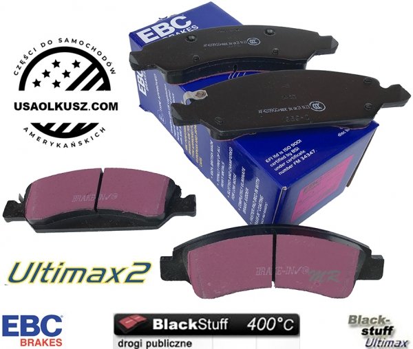 Przednie klocki Ultimax2 + NACINANE tarcze hamulcowe 330mm EBC seria USR Chevrolet Suburban 1500 2009-2020