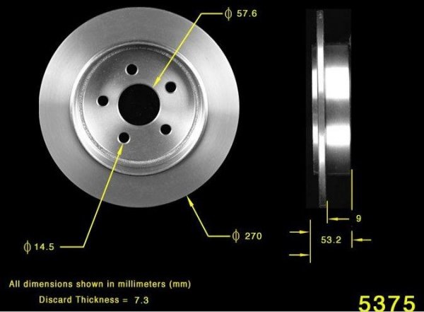 Tarcza hamulcowa tylna BREMBO Chrysler PT Cruiser