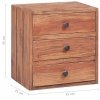 Szafka nocna, 3 szuflady, 35x25x35 cm, lite drewno z mahoniowe