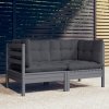 2-osobowa sofa ogrodowa z antracytowymi poduszkami, sosnowa