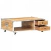 Stolik kawowy, 89x59x33 cm, lite, surowe drewno mango