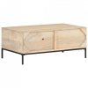Stolik kawowy, 90x50x37 cm, drewno mango i naturalna trzcina