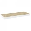 Półki ścienne, 4 szt., kolor dębu i biel, 60x23,5x3,8 cm, MDF