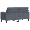 2-osobowa sofa z poduszkami, ciemnoszara, 140 cm, aksamit