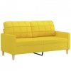 Sofa 2-osobowa, jasnożółta, 140 cm, tapicerowana tkaniną