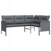 Ogrodowa sofa narożna, antracytowa, stal i textilene