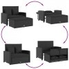 Sofa ogrodowa z poduszkami, 2-osobowa, czarna, polirattan