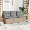 Sofa ogrodowa z poduszkami, 3-osobowa, beż, polirattan