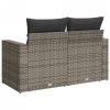 Sofa ogrodowa z poduszkami, 2-osobowa, szara, polirattan