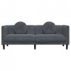 Sofa 3-osobowa z poduszkami, ciemnoszara, aksamit