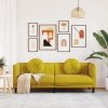 Sofa 3-osobowa z poduszkami, żółta, aksamit