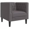 Fotel Chesterfield, szary, tapicerowany sztuczną skórą